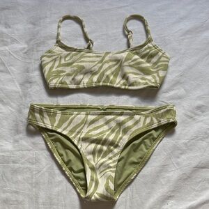Billabong Olive and Cream Zebra Bikini Set